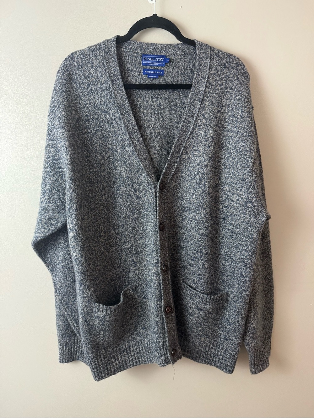 Men’s Pendleton Gray Marled Wool Cardigan XXL